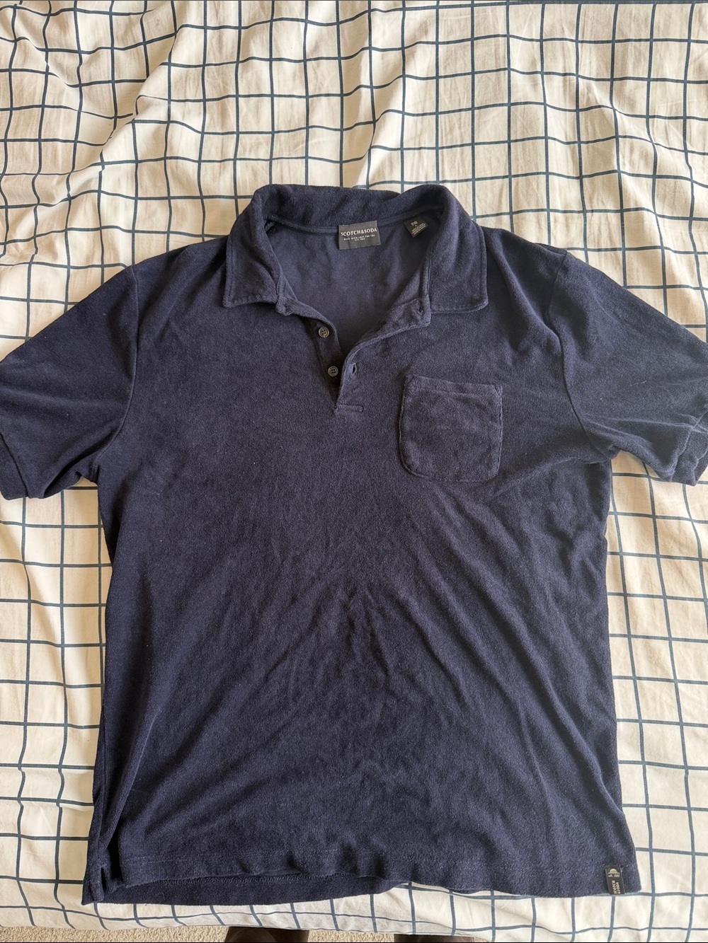 Scotch & Soda Navy Short-Sleeve Polo with Chest Pocket